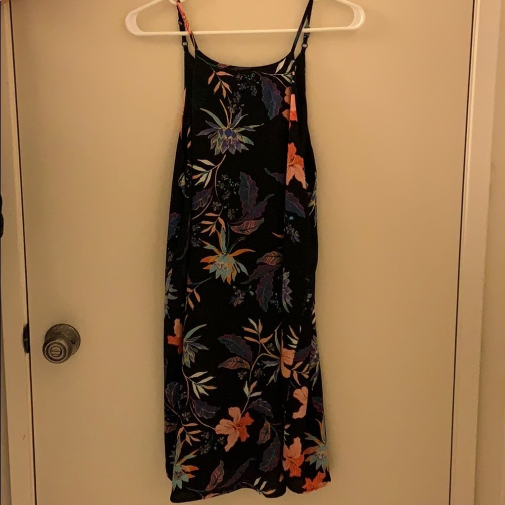 Cotton on chiffon black flora tropical dress